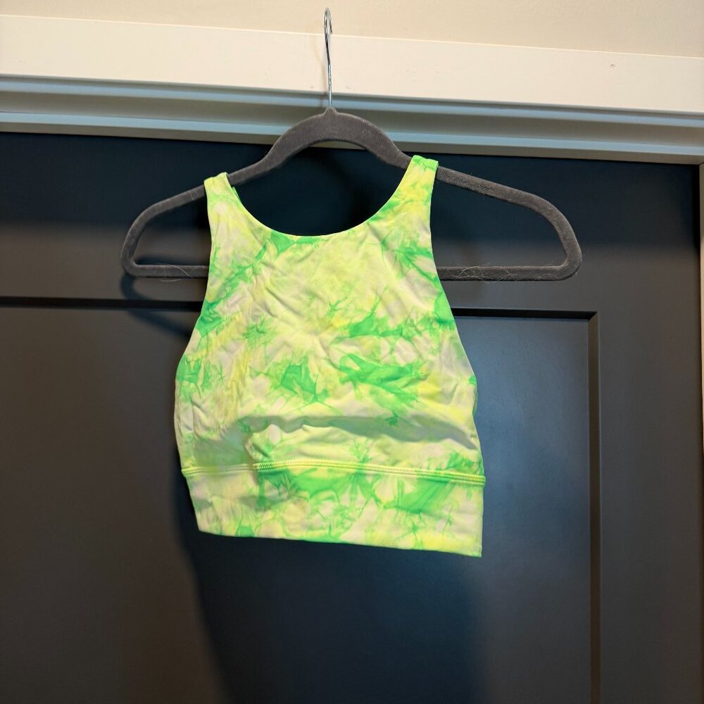 Neon green high-neck energy sports bra